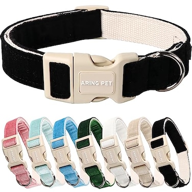 Aring pet ARING PET Dog CollarCotton Black Dog Collar for Small Dogs Adjustable Lightweight Pet Collars with Quick Release Buckle for Small Medium Large Dog