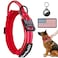 AUBELL Reflective Tactical Dog CollarAdjustable Military Heavy Duty K9 Collars with Handle and Quick Release Metal Buckle Great for Medium Dogs with Airtag Case and 2 Patches RedM