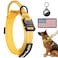 AUBELL Reflective Tactical Dog CollarAdjustable Military Heavy Duty K9 Collars with Handle and Quick Release Metal Buckle Great for Medium Dogs with Airtag Case and 2 Patches YellowM