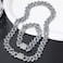 YOUALSO Blue Dog Chain Collar Bling Diamond Cuban Link Puppy Collar Glitter Rhinestone Cat Collars for Small Medium Large Pet Dogs 8Inch