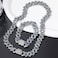 YOUALSO Blue Dog Chain Collar Bling Diamond Cuban Link Puppy Collar Glitter Rhinestone Cat Collars for Small Medium Large Pet Dogs 8Inch