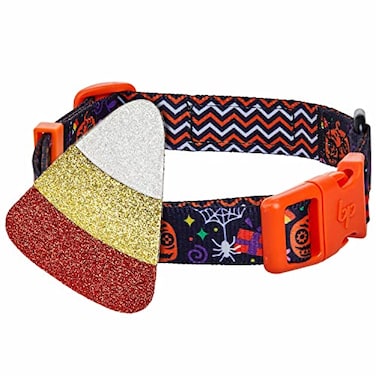 Blueberry Pet Halloween Candy Cane Adjustable Dog Collar with Detachable Glitter Accessory Large Neck 1826