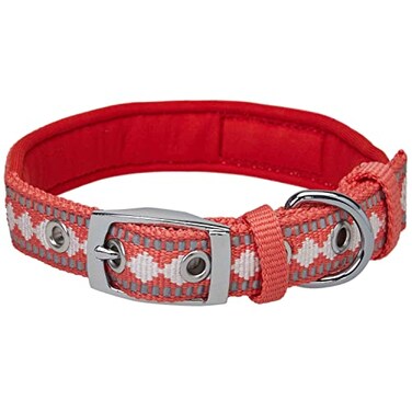 Blueberry Pet Reflective Jacquard Dog Collar with Neoprene Padding Metal Buckle Soft Adjustable Safety Collar Coral Neck 17205 for Large Breed