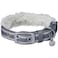 Blueberry Pet Soft Comfy MultiColored Stripe Fleece Padded Adjustable Dog Collar with Metal Buckle Grey Neck 9125 for Small Breed