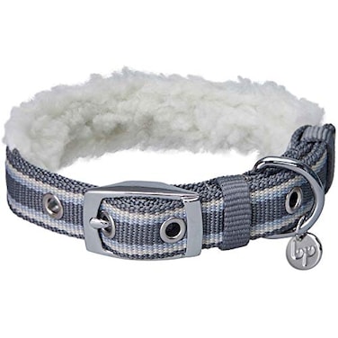 Blueberry Pet Soft Comfy MultiColored Stripe Fleece Padded Adjustable Dog Collar with Metal Buckle Grey Neck 9125 for Small Breed