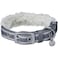 Blueberry Pet Soft Comfy MultiColored Stripe Fleece Padded Adjustable Dog Collar with Metal Buckle Grey Neck 9125 for Small Breed