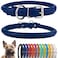 CollarDirect Rolled Leather Dog Collar Soft Padded Round Puppy Collar Handmade Genuine Leather Collar Dog Small Large Cat Collars 13 Colors 67 Inch Deep Blue Textured