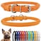 CollarDirect Rolled Leather Dog Collar Soft Padded Round Puppy Collar Handmade Genuine Leather Collar Dog Small Large Cat Collars 13 Colors 67 Inch Orange Textured