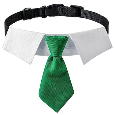 XZYZ Dog Collar Soft Polyester Dog Bow Tie with Metal Buckle for Large Medium and Small Boys Cat Dog Tie Medium GreenWhite