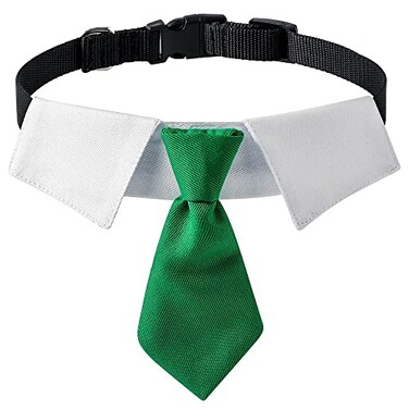 XZYZ Dog Collar Soft Polyester Dog Bow Tie with Metal Buckle for Large Medium and Small Boys Cat Dog Tie Small GreenWhite