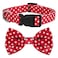 Native Pup Dog Collar with Bow Tie Premium Cute Bowtie Nylon Polka Dot Christmas American Flag Halloween for Girl or Boy Adjustable Medium Red Polka