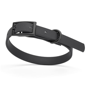 Dogline Biothane Waterproof Dog Collar Strong Coated Nylon Webbing with Black Hardware Odor Proof for Easy Care Easy to Clean High Performance Fits Small Medium or Large Dogs Black