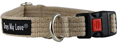 Dogs My Love Cotton Web Adjustable Dog Collar with Locking Device 4 Sizes Beige Small Neck 115155 Width 12