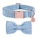 DOGWONG Hemp Cotton Dog Collar with Bow Blue Pet Collar Durable Adjustable Puppy Collar for Medium Dogs