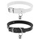ECSiNG 2PCS Cat Collar with Bell PU Leather Comfortable Kitten Collars for 1523cm Neck Size Adjustable Length Small Pets Supplies 1cm Width Black White