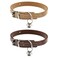 ECSiNG 2PCS Cat Collar with Bell PU Leather Comfortable Kitten Collars for 1523cm Neck Size Adjustable Length Small Pets Supplies 1cm Width Coffee Khaki