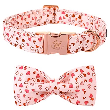 Elegant little tail Valentines Dog Collar with Bow Bow Tie Pet Collars Cute Heart Bowtie Puppy Dog Collar for Small Dogs