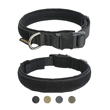 EXCELLENT ELITE SPANKER Tactical Small Puppy Dog Collar Nylon Adjustable Heavy Duty Military for Small Medium and Large Dogs Pet Soft Padded Dog CollarBLKS