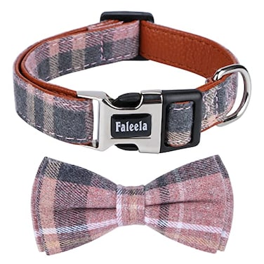Faleela Cute Soft Girl Dog Collar with Bow Bowtie Dog Collar for BoyDetachable Adjustable Collar for Small Medium Large Pet