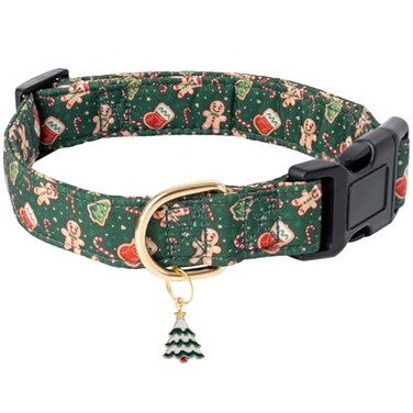 Faygarsle Green Dog Collar Christmas Design Gingerbread Man Pattern for Small Medium Large Dogs Collar Cute Stylish Girl Boy Christmas Dog Collar S