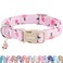 Faygarsle Pink Floral Dog Collar with Roses Pattern Spring Summer Design for Small Medium Large Dogs S