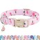 Faygarsle Pink Floral Dog Collar with Roses Pattern Spring Summer Design for Small Medium Large Dogs S