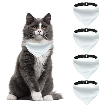 HACRAHO Dog Bandana Collar 4 PCS White Triangle With Adjustable Buckle Sublimation Blank DIY for Dogs and Cats S