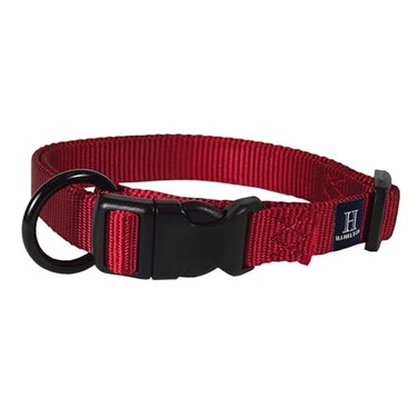 Hamilton Adjustable Nylon Dog Collar for Small Medium Large Dogs Red 34 Wide x 1622 Neck