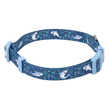HDE Nylon Dog Collar Adjustable Soft Puppy Collars for Small Medium Large Dogs Sharks M