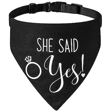 HDGDT She Said Yes Dog Wedding Bandana Collar Adjustable Engagement Pet Bandana with Quick Release Buckle DRing for Dogs Cats