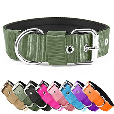 AaufiLux Heavy Duty Tactical Dog Collar 15 Width Military Durable Thick Nylon with Adjustable Metal D Ring Buckle Working Training K9 Collar for Medium Large Dogs L2023 Army Green