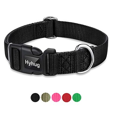 Hyhug Small Dog Collar QuickRelease Black HeavyDuty Nylon Puppy Collar Adjustable Durable Pet Supplies for Boy Girl Dogs Small Black