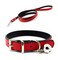 JIngwy Metal Buckle Pet Collar and Leash Set with Bell Suit for Cats or Puppy Dogs WhiteBlackRedPinkBlueBrown M Collar Leash Red
