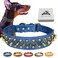 Kawagogo Spiked Studded Dog Collar Antibite PU Leather Collar for Small Medium Large Dogs Blue L