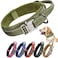 KCUCOP Tactical Dog Collar for Medium Large Dogs Military Nylon Heavy Duty Collar with Handle Reflective Strip Metal Buckle for Training Outdoor Green Reflective Large