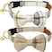 KUDES 2 PackSet Dog Collars with Bow Tie and Bells Adjustable Cute Dog Bow Ties Collar for SmallMediumLarge Boys and Girls Pets Beige Brown
