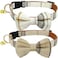 KUDES 2 PackSet Dog Collars with Bow Tie and Bells Adjustable Cute Dog Bow Ties Collar for SmallMediumLarge Boys and Girls Pets Beige Brown