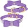 LOVPE Crystal Dog CollarCat Collar Velvet Leather with BowKnot Tie Rhinestone PuppyKitten Collars for Small Dogs Cats Purple S