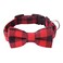 Malier Dog Collar with Bow tie Classice Plaid Pattern Dog Collar with Bow tie and Durable Buckle Collar for Small Medium Large Dogs Puppy Large Red
