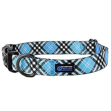 Max and Neo Plaid Pattern NEO Dog Collar We Donate a Collar to a Dog Rescue for Every Collar Sold Blue Small