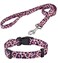 Mihqy Dog Collar and Leash Set with Bohemia Floral Tribal Geometric Patterns Soft Ethnic Style Collar Adjustable for Small Medium Large DogsPink Leopard SetL