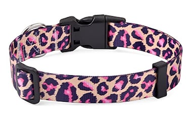 Mihqy Dog Collar with Bohemia Floral Tribal Geometric Patterns Soft Ethnic Style Collar Adjustable for Small Medium Large DogsPink LeopardM