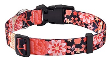 Mihqy Dog Collar with Bohemia Floral Tribal Geometric Patterns Soft Ethnic Style Collar Adjustable for Small Medium Large DogsRed Flower AS