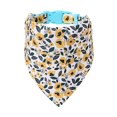 Mile High Life Girl Dog Collars Cute Bandana Collar Soft Poly Cotton Fabric Collars for Small Dogs Flower Fruit PatternBindweed Collar BandanaXS