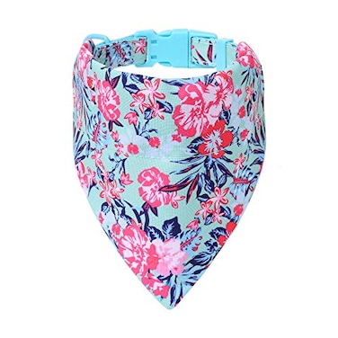 Mile High Life Girl Dog Collars Cute Bandana Collar Soft Poly Cotton Fabric Collars for Small Dogs Flower Fruit PatternCarnation Collar BandanaS