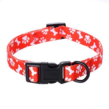 Mile High Life Dog Collar Cute Puppy Collars Lightweight Girl Dog Collar Soft Boy Dog Collars w Paws Bones Mustache Pattern Red Medium