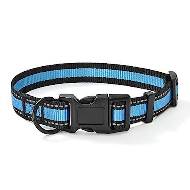 Mile High Life Dog Collar Nylon Reflective Dog Collars Light Weight Puppy Collars Blue Dog Collars for Medium Dogs Blue Medium