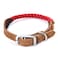 Mile High Life Genuine Leather Dog Collar Durable Braided Cotton Rope Collar with Metal Pin Buckle for Small Medium Large Dogs Red L Neck 1721