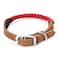 Mile High Life Genuine Leather Dog Collar Durable Braided Cotton Rope Collar with Metal Pin Buckle for Small Medium Large Dogs Red L Neck 1721