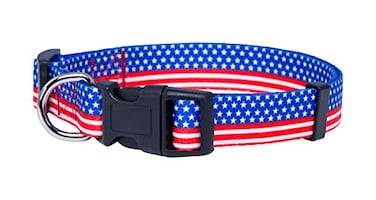 Native Pup American Flag Dog Collar Red White and Blue Patriotic Collars for 4th of July USA Adjustable Small Medium Large Breed Dogs Medium Flag II